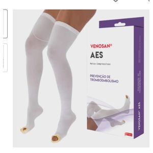 Meia AES AGH 18mmhg pé aberto Branca  Venosan