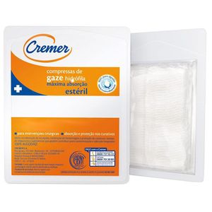 Compressa de gaze esteril 13 fios 10 x 10 cm c/10 cx 144 unid Cremer