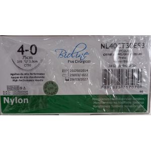 Nylon 4-0 ag3/8 cor3,0-75cm cx c/24 unid Bioline