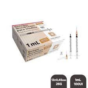 Seringa de Insulina 1ml com Agulha 13 X 0,45mm 26g Descarpack