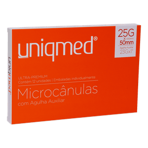 Microcânulas 25g x50mm com agulha auxiliar 23G  Uniqmed