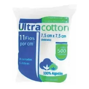 Compressa de gaze 7,5 x 7,5cm  11 fios c/500 unid Ultracotton