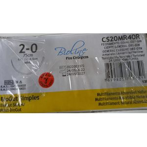 Biogut simples 2-0 1/2 4,0-75cm cx c/24 unid Bioline