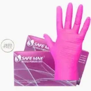 Luva Nitrílica Rosa  Sem Pó c/ 100un Safemax Supermax