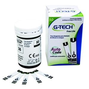 Tiras de teste de glicose 50unid Free Lite  G-Tech