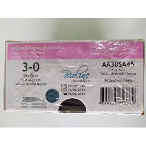Algodao 3-0 ag3/8 cil3,0-75cm cx c/24 unid L 202302484 V 24/04/28  Bioline