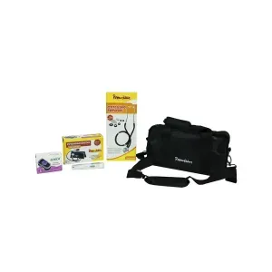 Kit acadêmico com esteto, esfigmo, termômetro, garrote Premium